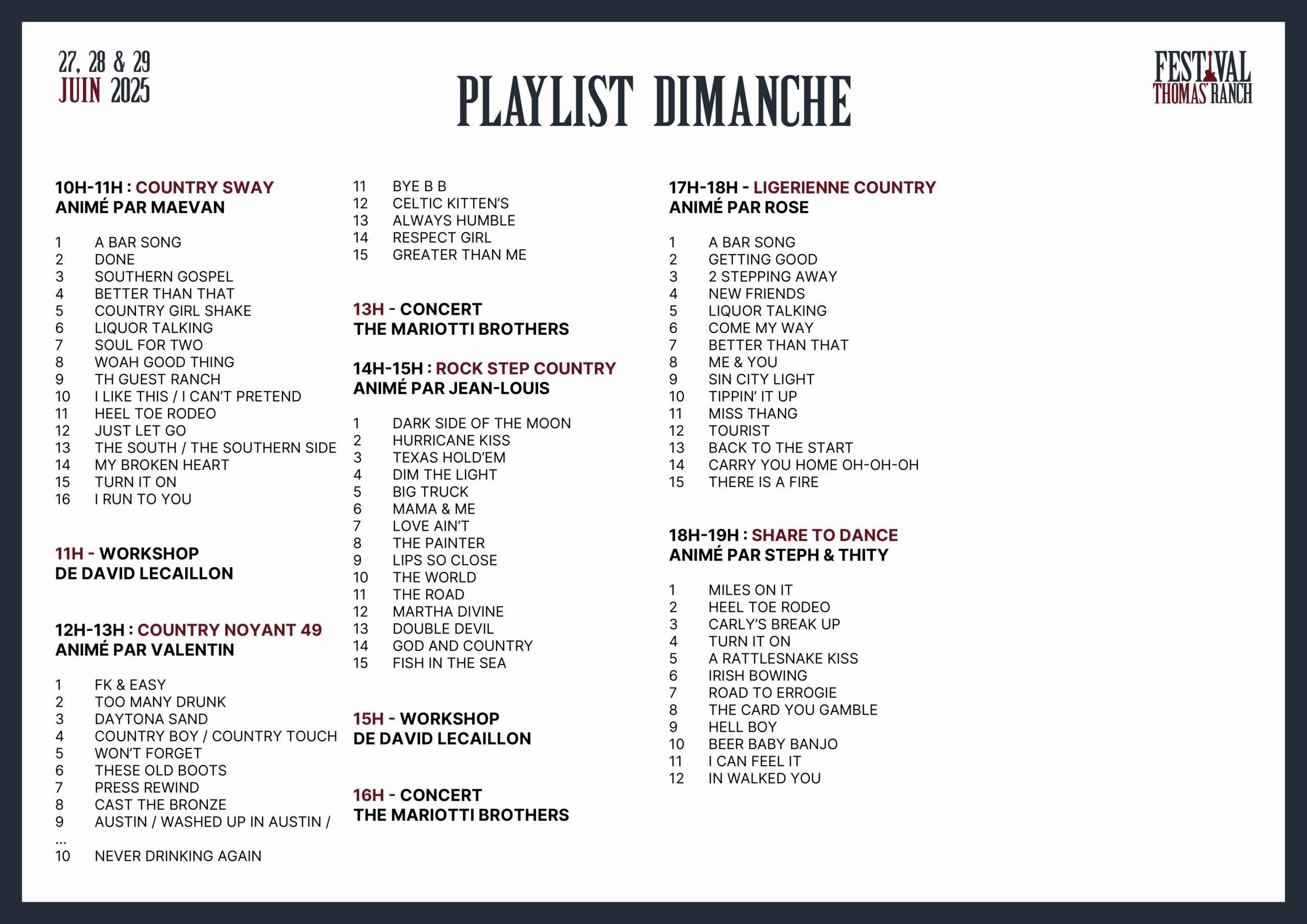 playlists 2025 dimanche