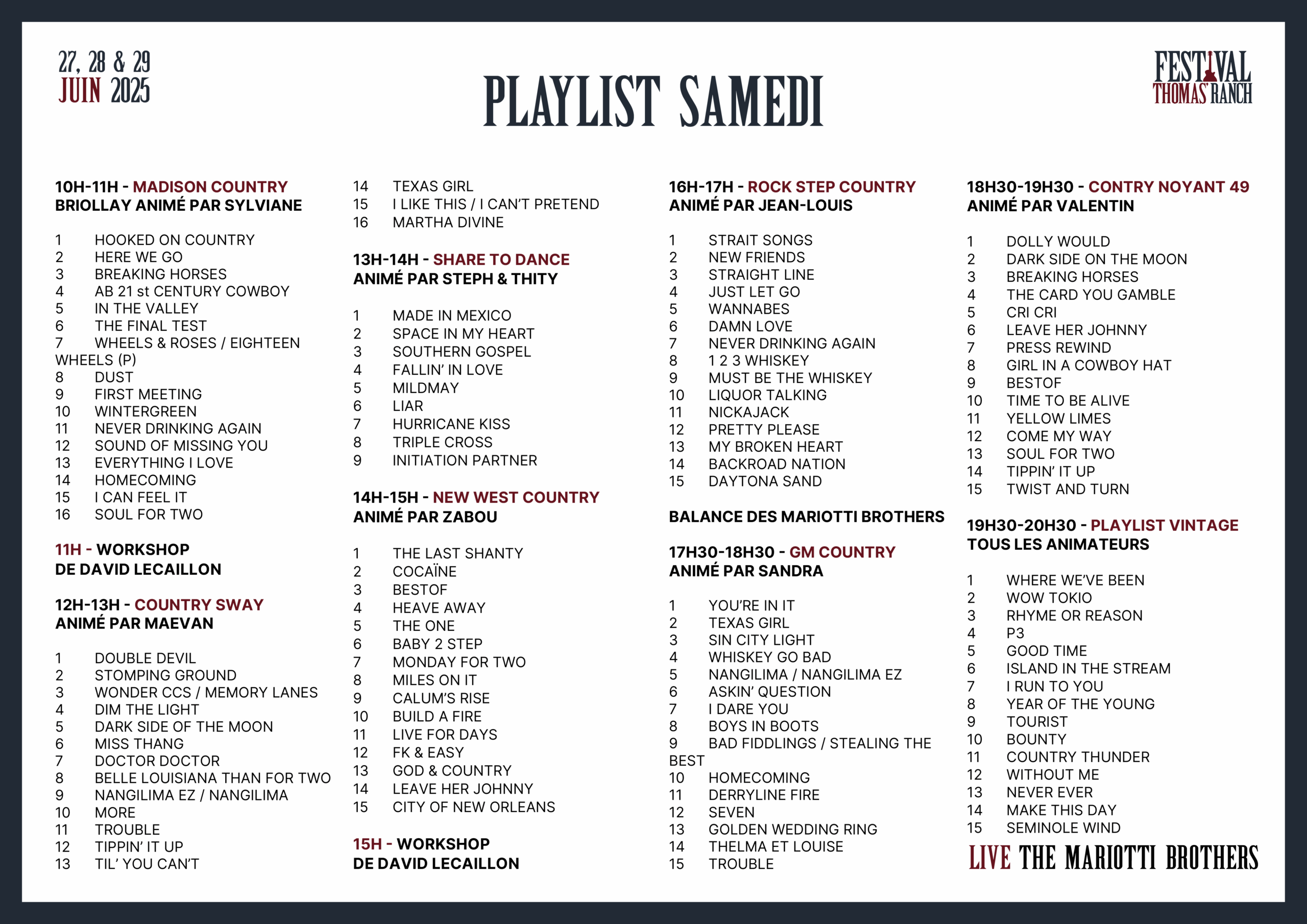 playlists 2025 samedi